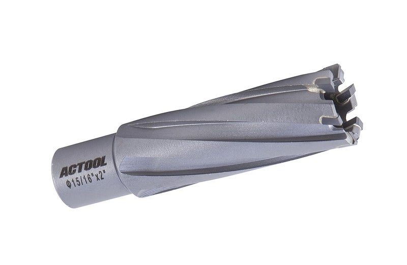 ACTOOL 15/16'' Diameter x 2'' Depth of Cut Carbide Tipped TCT ANNULAR Cutter with 3/4'' Weldon Shank - Image 1