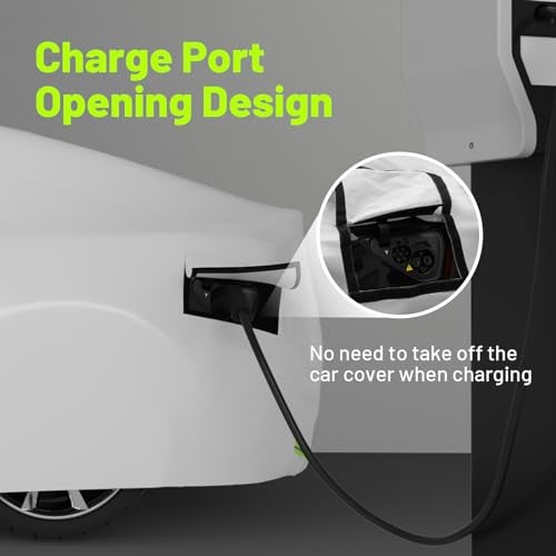 Favoto Car Cover for Model 3 - Custom Fit for Tesla Model 3 Cover 6 Layers Waterproof All Weather Outdoor Rain Snow Sun Protection with Charging Port Ventilated Mesh Door Zipper - Image 3