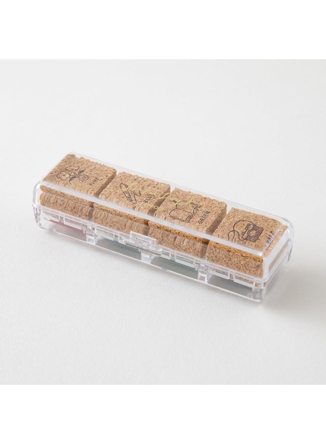 MIDORI Yuru Log Pre-Inked Stamp Set Life Pattern 35617006, compact case, four-colour daily-life set, Multicolour, Pre-Inked Stamp, 1 set for daily logs - Image 3