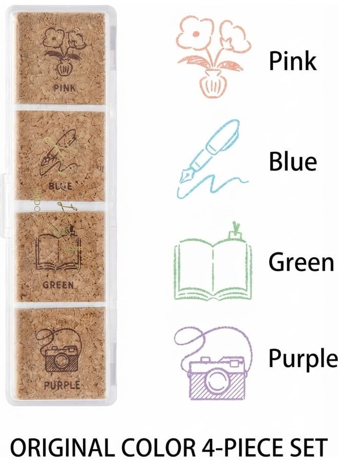 MIDORI Yuru Log Pre-Inked Stamp Set Life Pattern 35617006, compact case, four-colour daily-life set, Multicolour, Pre-Inked Stamp, 1 set for daily logs - Image 4