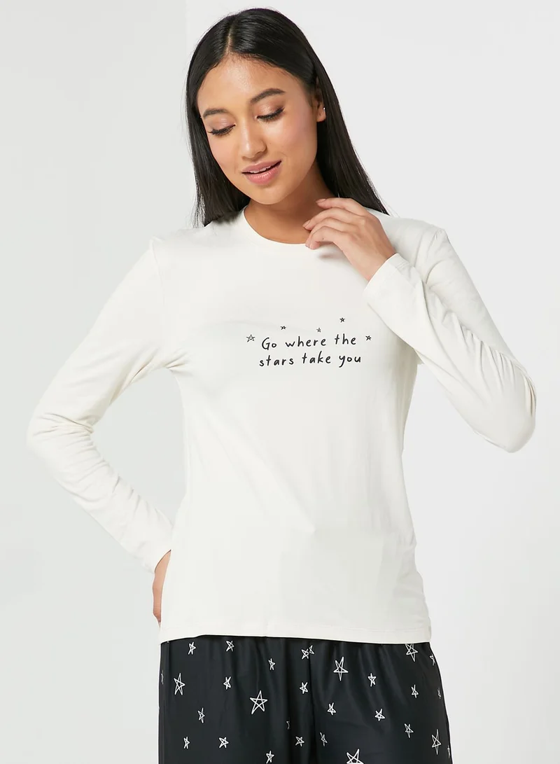 Loungeable Round Neck T-Shirt & Pyjama Set