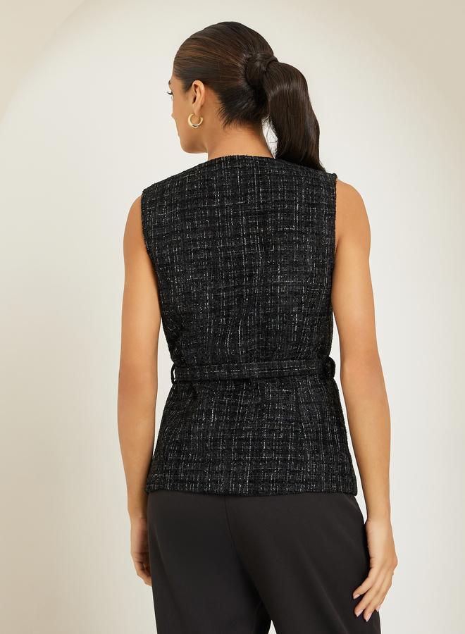 Styli Women Tweed Button Down Waistcoat - Image 3