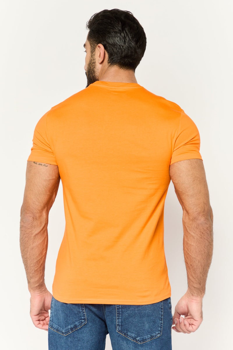Levi's Men Crew Neck Short Sleeves Graphic Printed T-Shirt, Orange Combo - Image 4