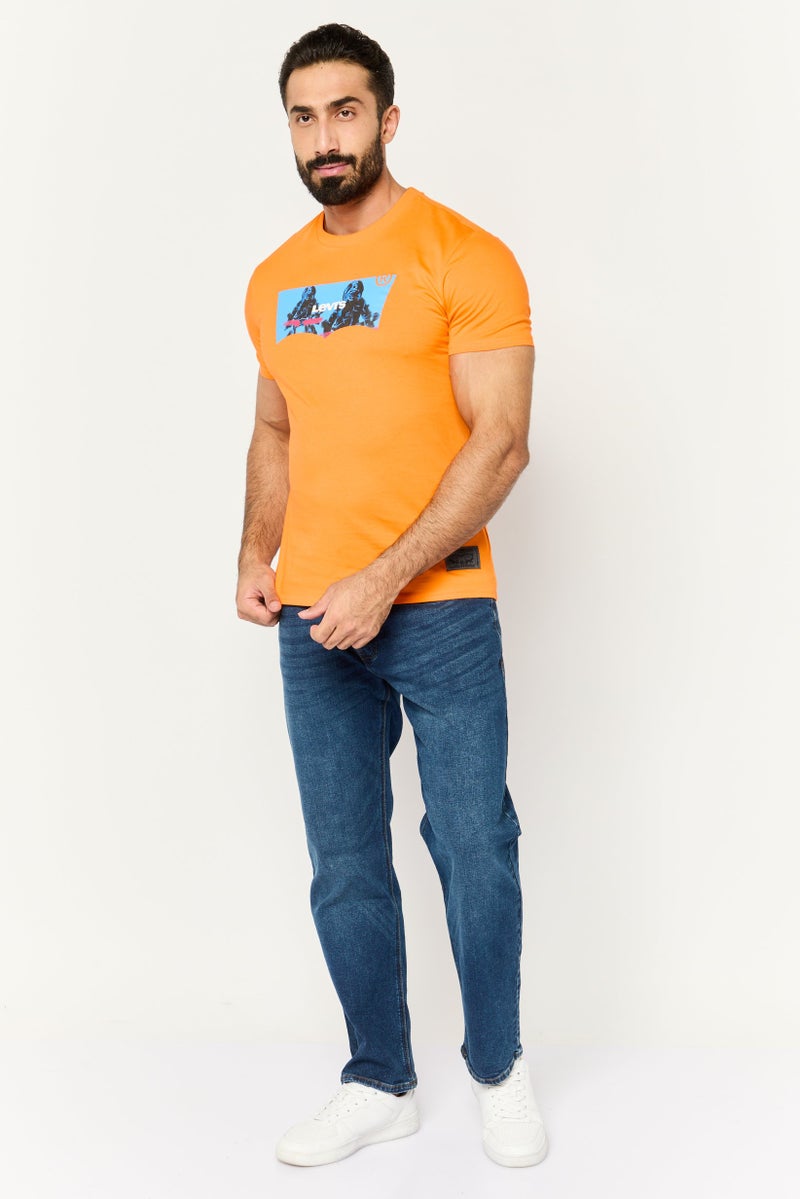 Levi's Men Crew Neck Short Sleeves Graphic Printed T-Shirt, Orange Combo - Image 2