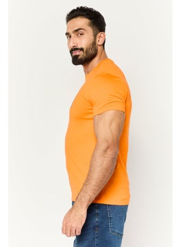 Levi's Men Crew Neck Short Sleeves Graphic Printed T-Shirt, Orange Combo  - Image 3