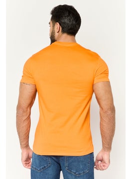 Levi's Men Crew Neck Short Sleeves Graphic Printed T-Shirt, Orange Combo  - Image 4