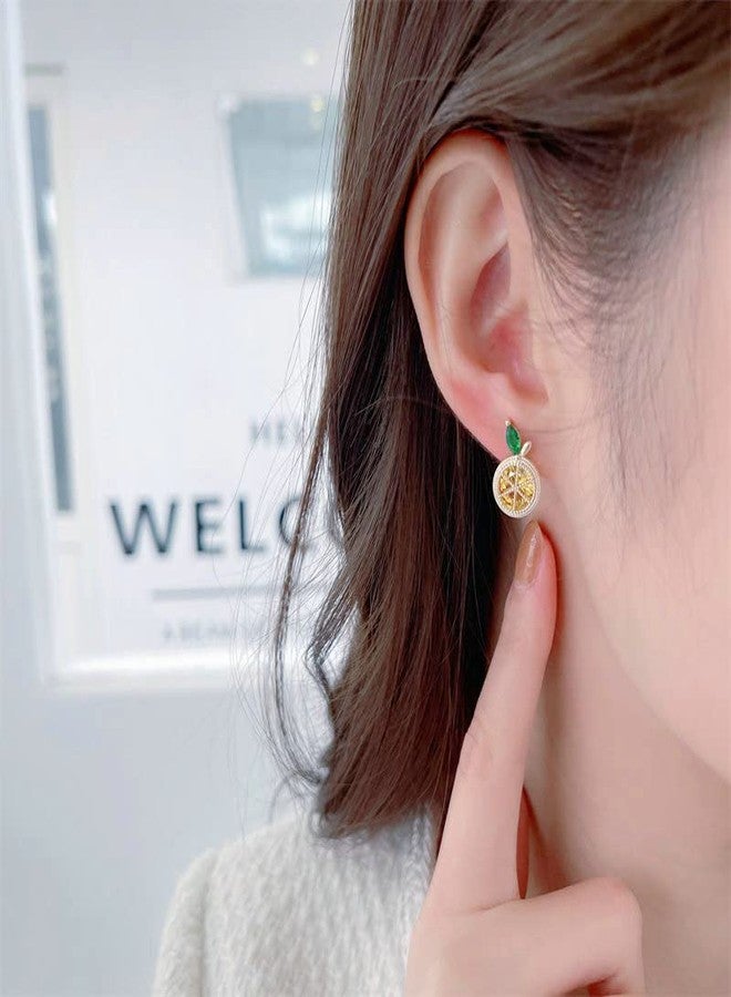 ZMANYIJEW Lemon Water Diamond Earrings Cubic Zirconia Lemons Stud Earrings Exquisite Sparkling Lemon Jewelry for Women (A) - Image 3