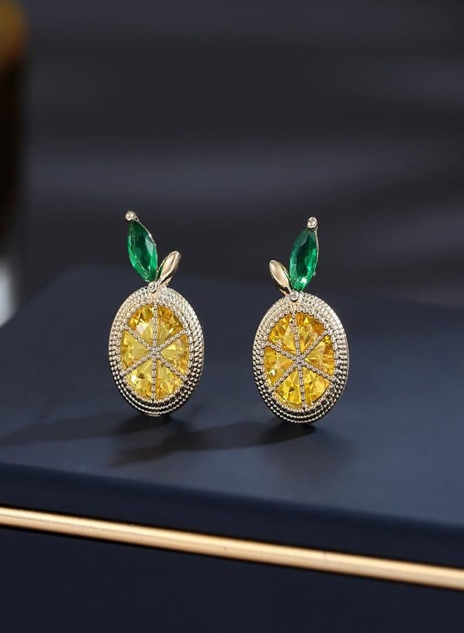 ZMANYIJEW Lemon Water Diamond Earrings Cubic Zirconia Lemons Stud Earrings Exquisite Sparkling Lemon Jewelry for Women (A) - Image 5
