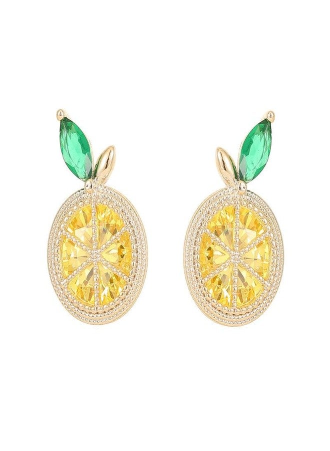 ZMANYIJEW Lemon Water Diamond Earrings Cubic Zirconia Lemons Stud Earrings Exquisite Sparkling Lemon Jewelry for Women (A) - Image 1