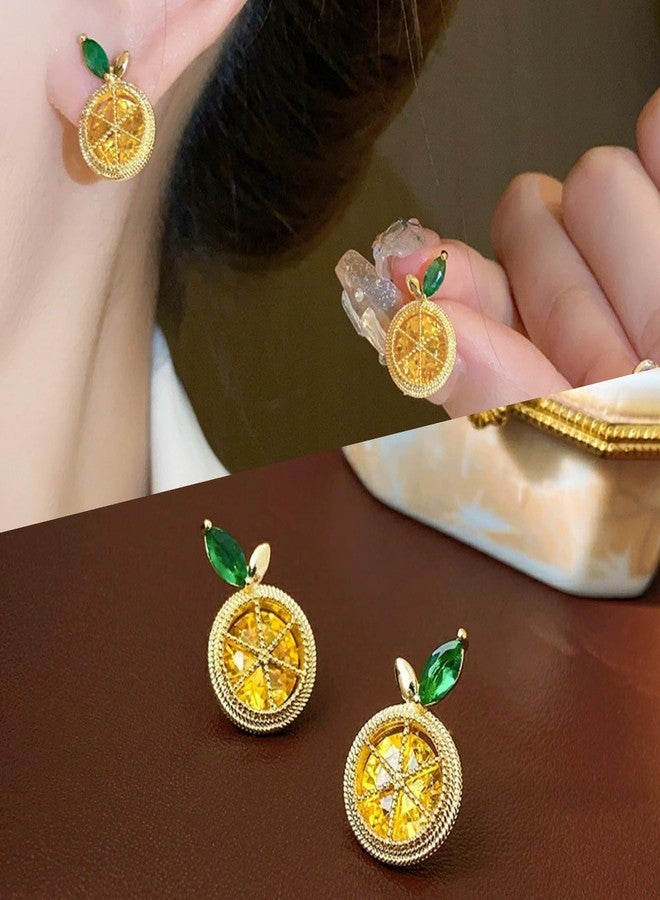ZMANYIJEW Lemon Water Diamond Earrings Cubic Zirconia Lemons Stud Earrings Exquisite Sparkling Lemon Jewelry for Women (A) - Image 4