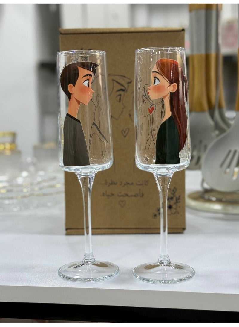 2-piece heat-resistant glass set for couples, in a very stylish box. - Image 1