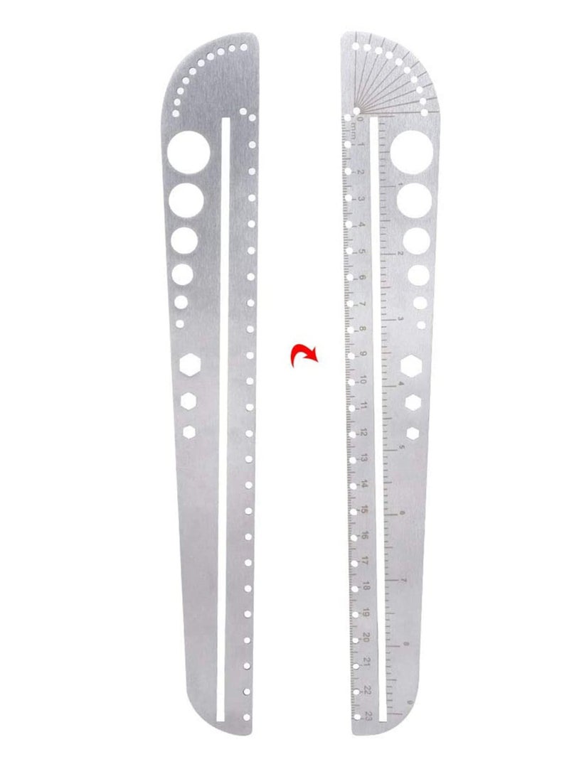 Y&D - Multi-functional Metal Ruler Stainless Steel Multifunctional Scale Protractor Figure Drafting Measuring Tool for Architect Engineers Office School 11.8in/30 cm. - Image 1