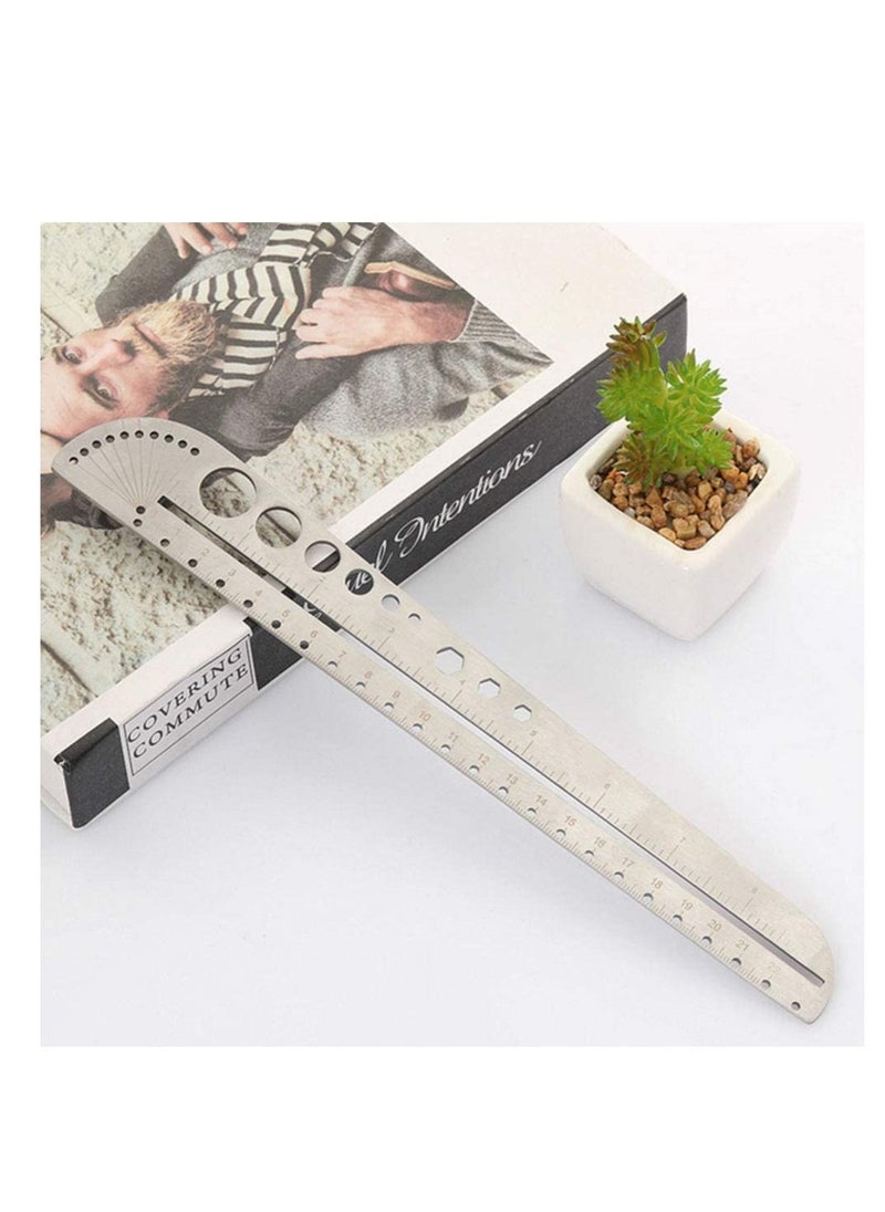 Y&D - Multi-functional Metal Ruler Stainless Steel Multifunctional Scale Protractor Figure Drafting Measuring Tool for Architect Engineers Office School 11.8in/30 cm. - Image 1