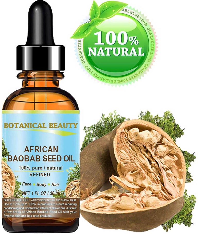 Botanical Beauty BAOBAB SEED OIL 100 Pure Natural Refined ColdPressed Carrier Oil 1 Fl oz 30 ml For Face Skin Body Hair Lip Nails Rich in Vitamin C - Image 2