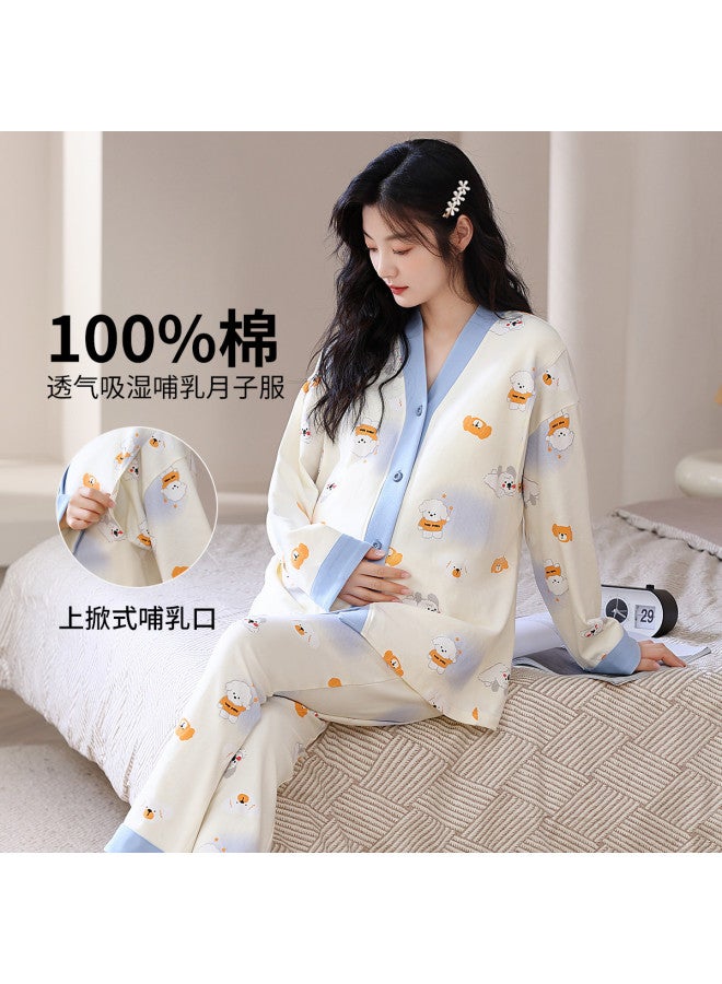 Nordon V-Neck Long-Sleeve Cotton Maternity & Postpartum Breastfeeding Clothes For Spring/Summer Home Wear - Image 2
