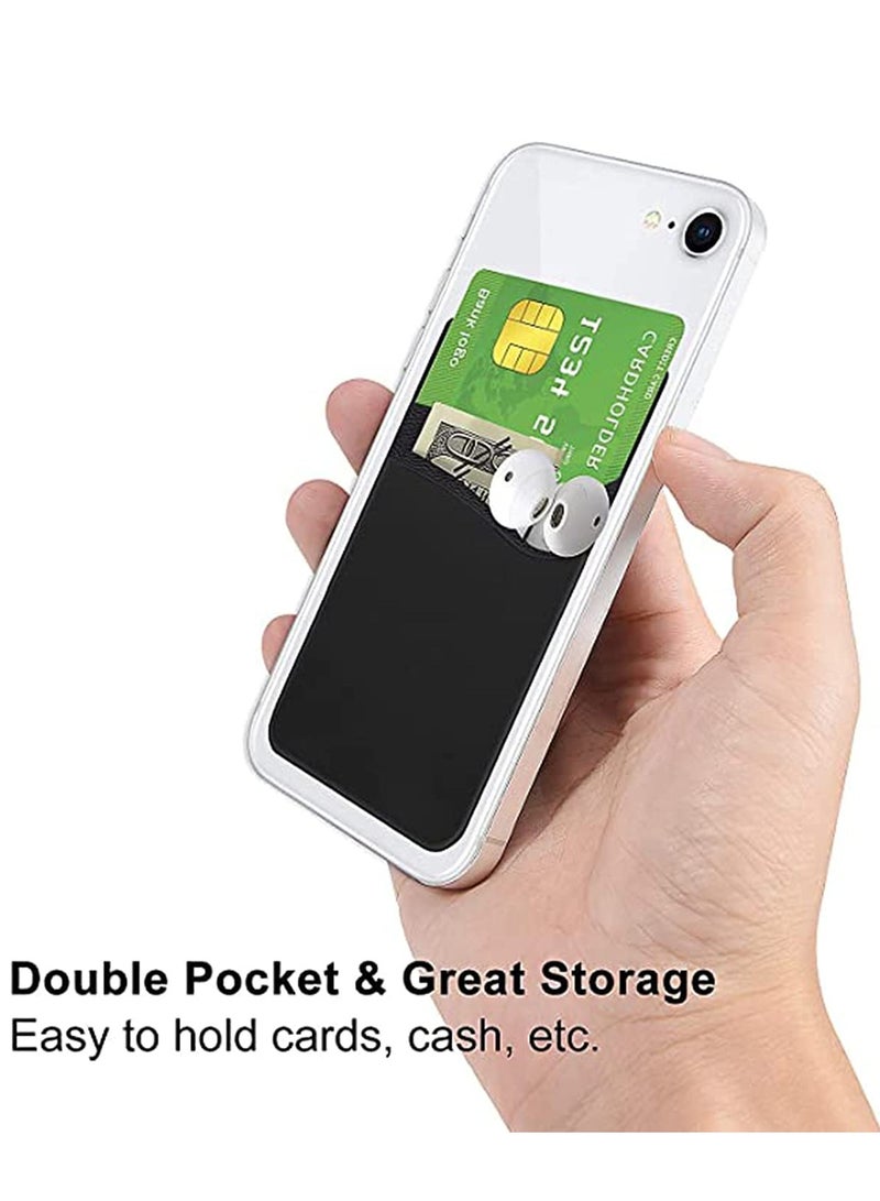 SYOSI محفظة هاتف، حامل بطاقات هاتف Senose، حامل بطاقات ائتمان سيليكون لاصق على ظهر الهاتف، متوافق مع أي هاتف ذكي - Image 3