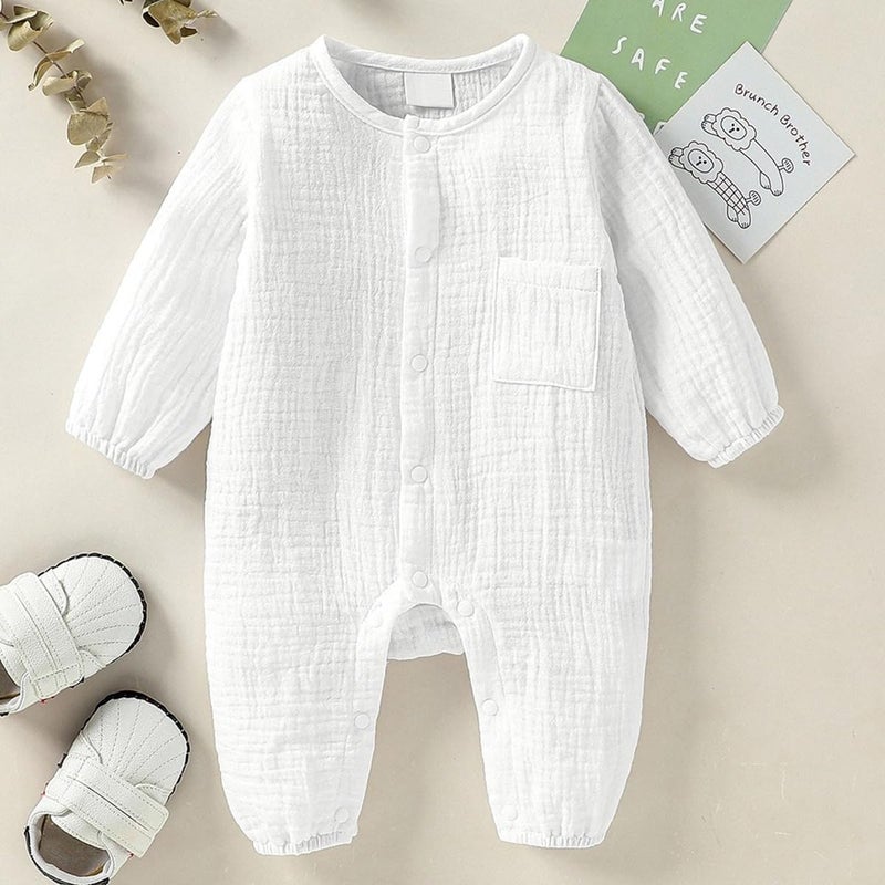 Arleysh Infant Baby Girl Boy Romper Easy Diaper Changes Bodysuit Romper Cotton Romper One Piece Outfits Bodysuit (WhiteA, 3-6 Months) - Image 2