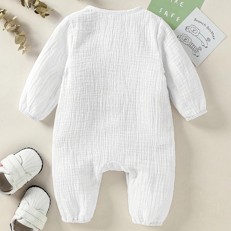 Arleysh Infant Baby Girl Boy Romper Easy Diaper Changes Bodysuit Romper Cotton Romper One Piece Outfits Bodysuit (WhiteA, 3-6 Months) - Image 3