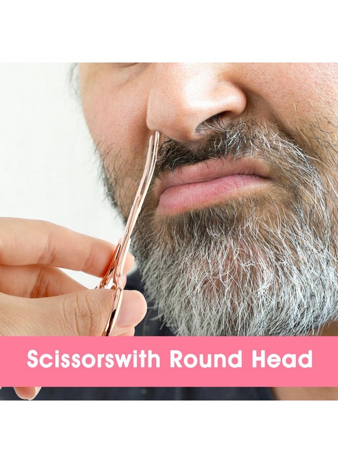 WLLHYF - 3 Packs Nose Facial Hair Scissors Rounded Eyebrow Mustache Ear Hair Grooming Trimming Stainless Steel Professional Small Beard Nail Cuticle Eyelashes Beauty Scissors For Men Women - Image 1