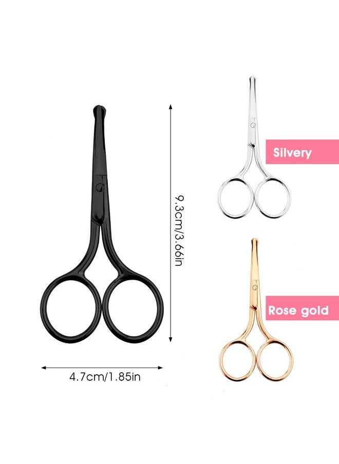 WLLHYF - 3 Packs Nose Facial Hair Scissors Rounded Eyebrow Mustache Ear Hair Grooming Trimming Stainless Steel Professional Small Beard Nail Cuticle Eyelashes Beauty Scissors For Men Women - Image 1