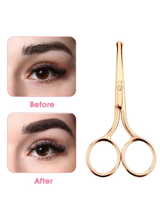 WLLHYF - 3 Packs Nose Facial Hair Scissors Rounded Eyebrow Mustache Ear Hair Grooming Trimming Stainless Steel Professional Small Beard Nail Cuticle Eyelashes Beauty Scissors For Men Women - Image 1
