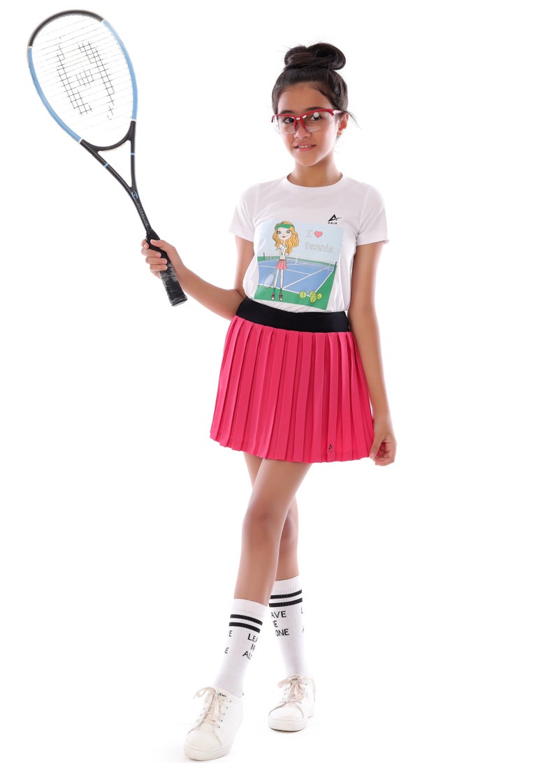 ANJA Girls' Pink Tennis Skirt – Comfortable, Pleated Design  - Image 4