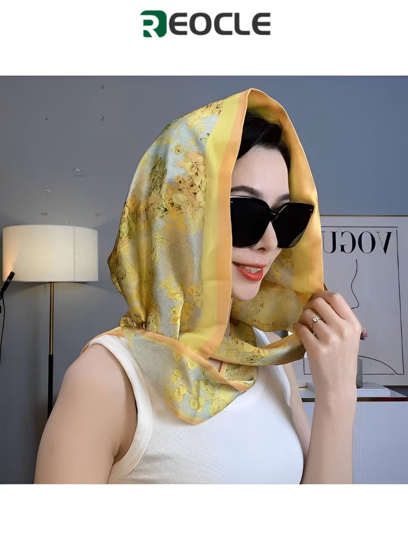 ريوكل عمامة نسائية مع حماية مزدوجة من أشعة الشمس، عمامة، غطاء رأس ناعم من قطعة واحدة، حجاب طويل، عمامة كاملة، واقي شمسي من حرير التوت - Image 1