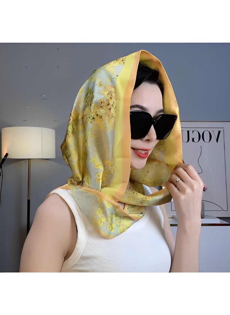 REOCLE - Women's Turbans with Double Sided Sun Protection Turban Head Wraps Soft One Piece Hijab Long Turban Full Head Scarf Mulberry Silk Sunscreen Visor - Image 1