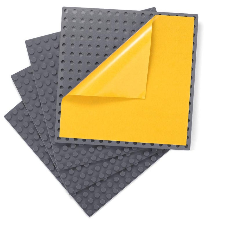 MIMAX Self-Adhesive Baseplates Compatible with DUPLO, Peel-and-Stick Baseplate for DIY Play Table or Wall - 4 Pack (10" x 10") (Dark Gray) - Image 1