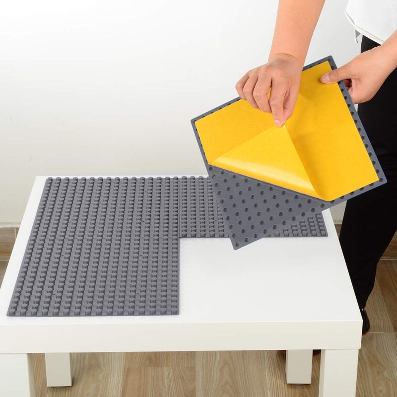 MIMAX Self-Adhesive Baseplates Compatible with DUPLO, Peel-and-Stick Baseplate for DIY Play Table or Wall - 4 Pack (10" x 10") (Dark Gray) - Image 3