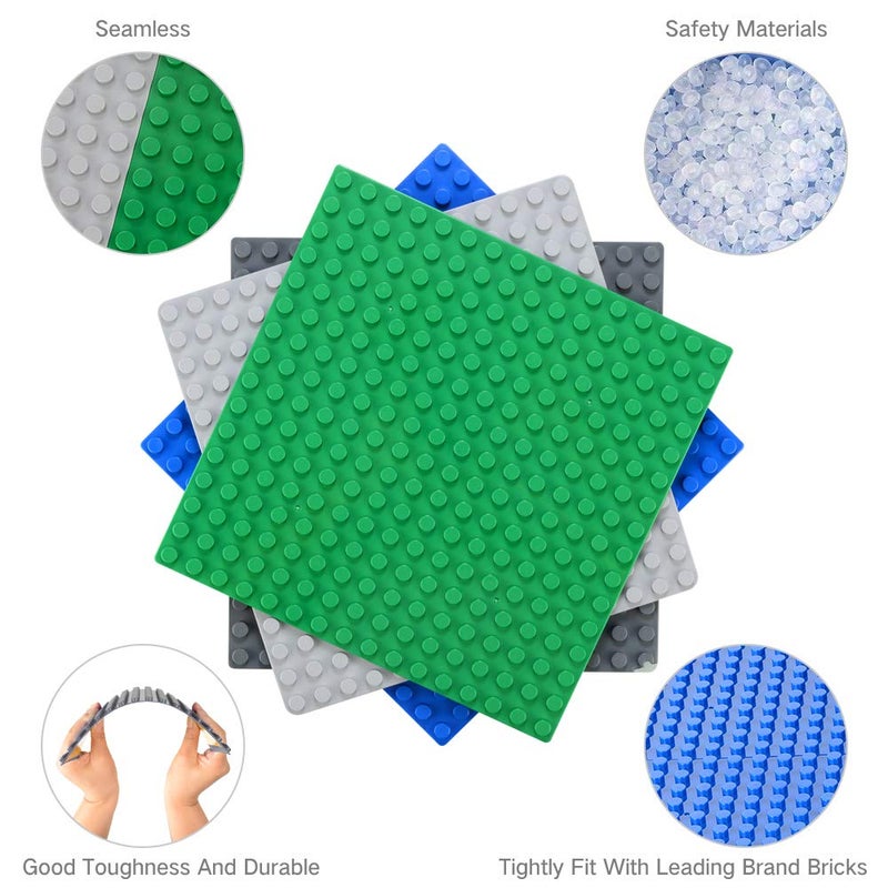 MIMAX Self-Adhesive Baseplates Compatible with DUPLO, Peel-and-Stick Baseplate for DIY Play Table or Wall - 4 Pack (10" x 10") (Dark Gray) - Image 5