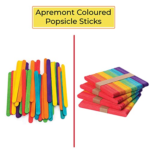 Apremont 200 pcs Colored Wooden Craft Sticks, Popsicle Stick, Arts and Crafts, Best for DIY Games Making, Building Designs or Kids Education, 4.5 inch Long (4.5 Inches, Mixed Colors) - Image 2