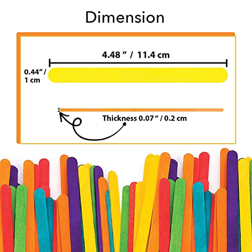 Apremont 200 pcs Colored Wooden Craft Sticks, Popsicle Stick, Arts and Crafts, Best for DIY Games Making, Building Designs or Kids Education, 4.5 inch Long (4.5 Inches, Mixed Colors) - Image 4