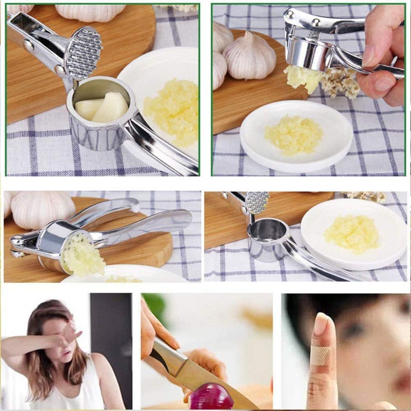 MT Stainless Steel Garlic Ginger Mincer CrUSher Peeler Squeezer, Silver, Garlicpresser01 - Image 5