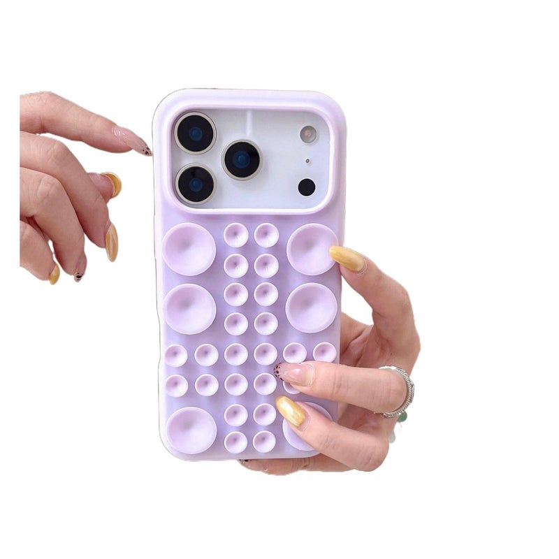 غطاء واقي بسيليكون باللون بنفسجي من السيليكون لـ iPhone 16 / 16 Plus / 16 Pro / 16 Pro Max مع مقاوم للصدمات وحماية من السقوط مع مقاوم للصدمات مع كوب شفط قوي مع مقاوم للخدش - Image 1