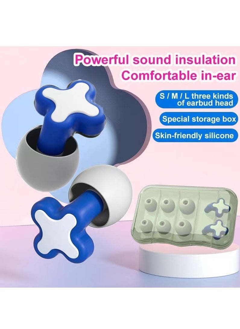 Generic Ear Plugs for Sleeping Noise Cancelling Reduction Ear Plugs for Concert Swimming Ear Plugs, Reusable Soft Silicone Ear Plugs for Kids Adults 6 Ear Tips in S/M/L Hearing Protection (Blue)  - Image 1