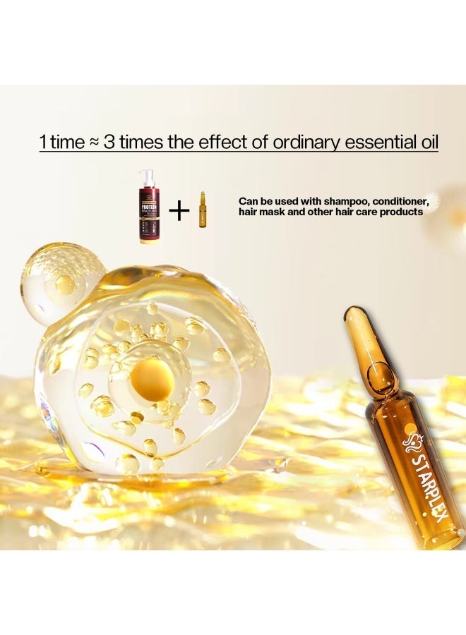 STARPLEX Repairing Hair Ampoule Set 10ml x 10pcs - Keratin Collagen Protein & Argan Oil | Moisturizing Treatment for Damaged Hair | Salon Professional Ampoule Care - Image 3