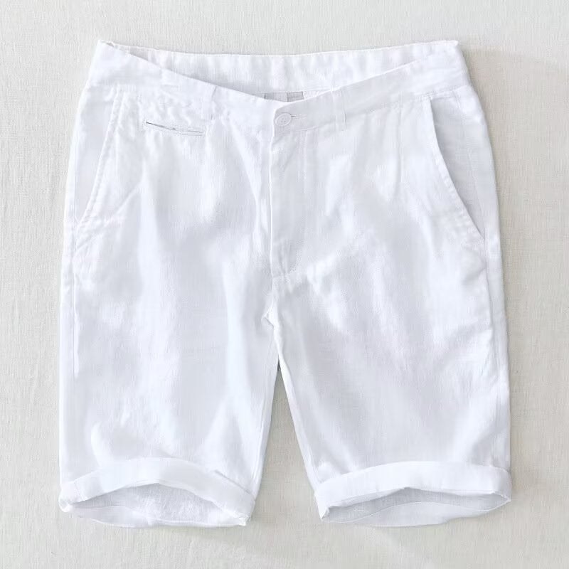 Summer Lightweight Linen Mens Casual Shorts Breathable apricot  - Image 2