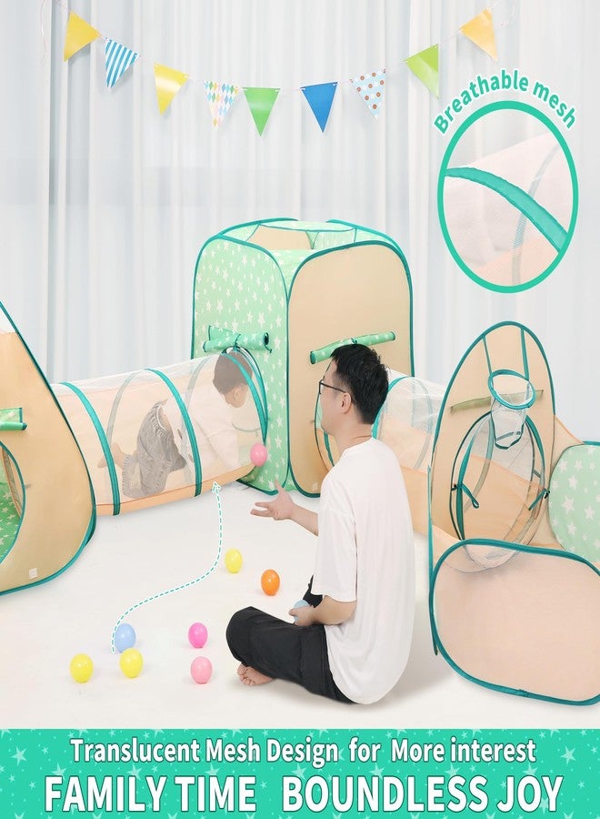LimitlessFunN 5 in 1 Pop Up Kids Ball Pit Tents and Tunnels for Boys, Girls, Babies and Toddlers, Indoor/Outdoor Children Playhouse, Orange/Light Green - Image 2