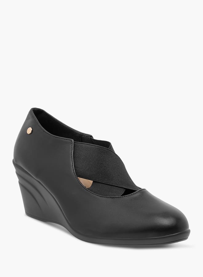 Flora Bella By Shoexpress Monogram Printed Slip-On Pumps with Wedge Heels  - Image 1