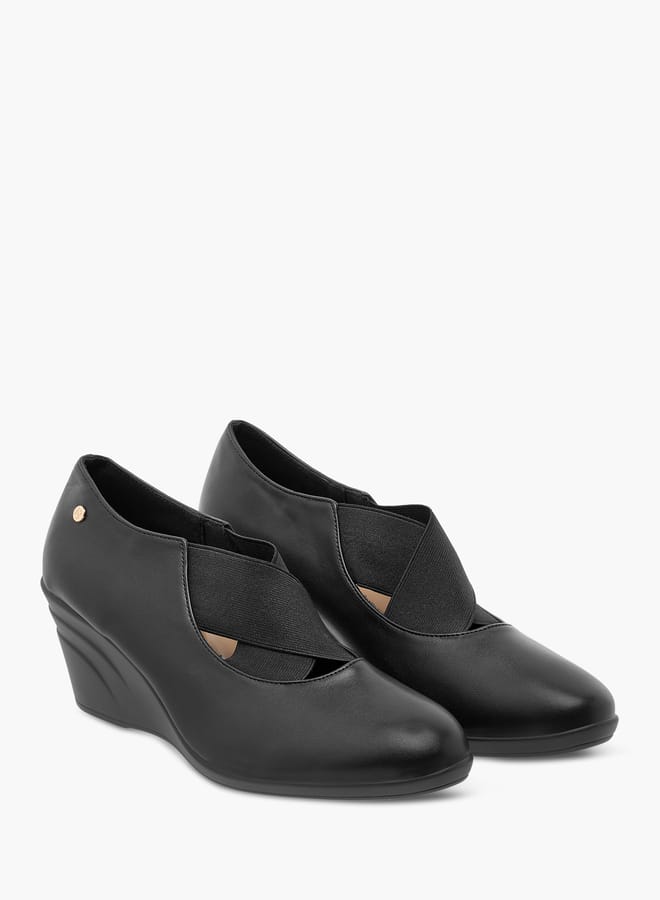 Flora Bella By Shoexpress Monogram Printed Slip-On Pumps with Wedge Heels  - Image 2