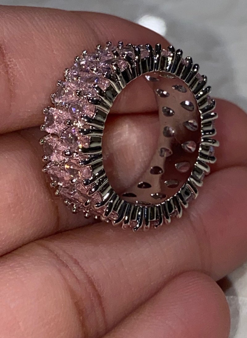 بلو لاين خاتم نسائي مطلي بالفضة ومرصع بالزركون مقاس 7 - Image 5