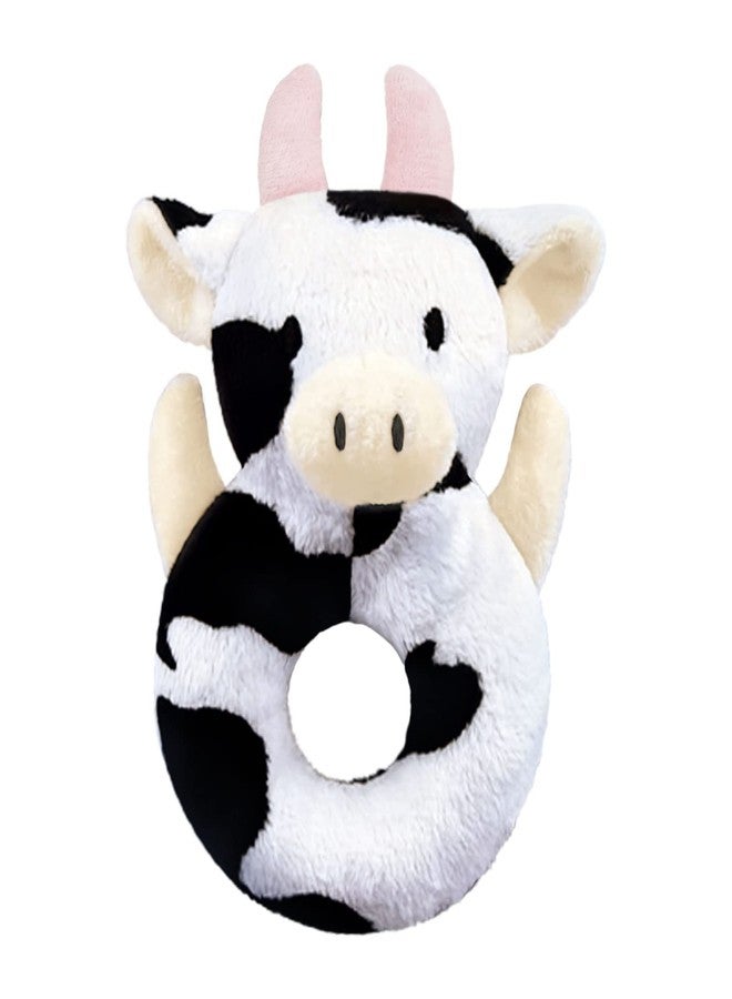 Doindute Baby Cow Soft Rattle Toy, Dairy Cattle Plush Infant Shaker Rattle Easy-Grasp Stuffed Animal Toy, Gifts for Newborns Babies Toddlers Boys Girls, Pink Horns, 6 Inches - Image 1