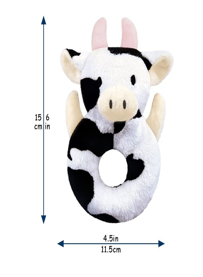 Doindute Baby Cow Soft Rattle Toy, Dairy Cattle Plush Infant Shaker Rattle Easy-Grasp Stuffed Animal Toy, Gifts for Newborns Babies Toddlers Boys Girls, Pink Horns, 6 Inches - Image 2