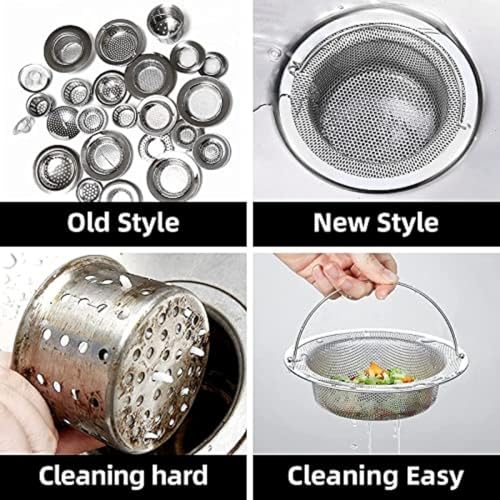 Giffy Heavy Duty Stainless Steel Sink Strainer with Handle, Drain Baket Food Waste Hair Catcher Filter Stopper Trap Kitchen Basin Jali, Rustproof, Double Edging, 2mm Perforated Holes 11 cm, 1 Pcs - Image 5