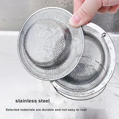 Giffy Heavy Duty Stainless Steel Sink Strainer with Handle, Drain Baket Food Waste Hair Catcher Filter Stopper Trap Kitchen Basin Jali, Rustproof, Double Edging, 2mm Perforated Holes 11 cm, 1 Pcs - Image 4