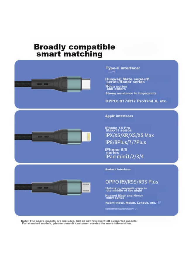 OKSJ In Charging Cable, Multi-head Fast Charging Data Cable, Compatible With Apple, Type-c, Android, Huawei, Xiaomi, Honor Phones, 1.2 Meters, Car-mounted, Multi-functional, Versatile - Image 5