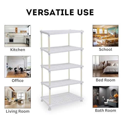 ROBMOB 5 Tier Tray Shelf Organizer, Multi-Purpose Storage Rack for Kitchen, Pantry and Home, Durable a Space Saving Shelving Unit (White) - Image 5