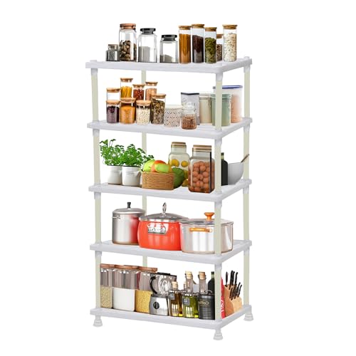 ROBMOB 5 Tier Tray Shelf Organizer, Multi-Purpose Storage Rack for Kitchen, Pantry and Home, Durable a Space Saving Shelving Unit (White) - Image 2