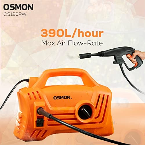 Osmon OS PW120 High Flow Pressure Washer | 1500W Copper Motor, 120 Bar, 7L/Min Flow | Portable Design with 5m Hose & Spray Gun | for Home, Car & Bike Cleaning | 1-Year Warranty | Orange - Image 5